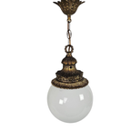 Vintage - Hollywood Regency Stijl - Hanglamp - Bollamp - Verguld - Art Deco - Opaalglas - 1970'S thumbnail 18
