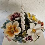 Bassano Ceramics Basket With Flowers, Italy 1950s thumbnail 7