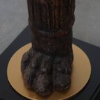 Prachtige Handgesneden Antieke Houten Staande Lamp Met Leeuwenkop thumbnail 6