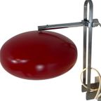 Vintage - Ca. 1960’S - Space Age Design - Adjustable Wall Sconce With Bright Red Shade thumbnail 7