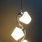 Pendant Lamp 3 White Glass Shades And Chrome Bar 1960S thumbnail 10