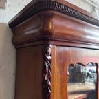 Demontabele Antiek Mahonie Vitrinekast Met Lade En Planken, 186 Cm Hoog thumbnail 3