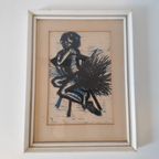 Linoneum Snede Ballerina Schilderij Gesigneerd Kunst Druk thumbnail 2