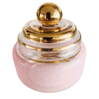 Artdeco Poederdoos Roze Gesuikerd Glas Sieradendoosje 1950’s thumbnail 2