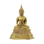 Thaise Messing Boeddha Beeld Sculptuur Zittend Dhyana Mudra thumbnail 2