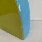 Unieke Groen Blauwe Bloemenvaas In Flesvorm thumbnail 6