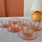 Vintage Rosaline Kop En Schotel France Roze Persglas thumbnail 9