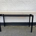 Stoere Strakke Sidetable / Wandtafel Met Zwart Metaal Onderstel, 160 X 52 Cm, 88 Cm Hoog Reliving thumbnail 3