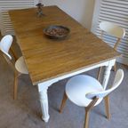 Prachtige Witte Landelijke Teak Eettafel 200 Bij 100 Cm thumbnail 5