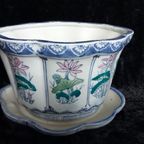 Vintage Schelprand Ovaal Bloempot Met Opvangbakje Zen Look Bonsai Boompje thumbnail 7