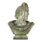 Prachtige Verweerde Apollo Buste Tuinbeeld Gegoten Steen 65cm thumbnail 4