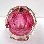 Caged And Diamond Cut Glass Pink And Clear Vase, 1980S thumbnail 8