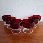 6 Vintage (Ijs)Coupes Of Dessert/Champagne Robijnrood Glazen Cavalier Luminarc Frankrijk thumbnail 4