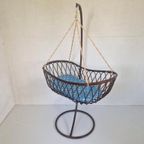 Vintage Rotan Hangend Baby Wiegje Schommel Bedje. thumbnail 5