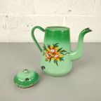Antieke Emaille Kan Met Bloemen thumbnail 4