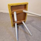 Nieuw Bekleed Vintage Voetenbankje Footstool Ottoman Voetenbank Krukje Geel thumbnail 5