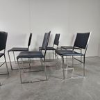 Vintage Blauw Leren Stoelen, Chrome Frames thumbnail 8