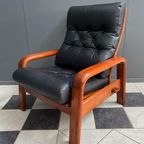Two Teak And Black Leather Chairs By Hs Denmark 1970S thumbnail 8