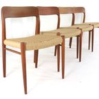 Set 4 Niels Otto Moller Stoelen Model 75 Möller Vintage Papercord thumbnail 15