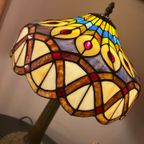2 Beschikbaar Art Nouveau Tiffany Stijl Tafellampen Pauwen Motief thumbnail 12