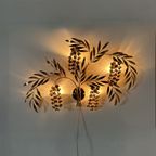 Large Italian Floral Gilded Gold Wall Lamp , 1970’S thumbnail 4