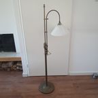 Vintage - Vloerlamp - Staande Lamp - Koper - Opaline Kap thumbnail 5