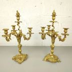 Antieke Vergulde Bronzen Louis Xv Kandelaars thumbnail 9
