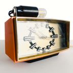 Vintage Mid-century Metamec Wekker Oranje Goud Met Lampje thumbnail 4