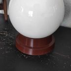 Vintage Plafondlamp Witte Glazen Bol Bruine Rand thumbnail 2