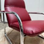 Vintage- Jaren '80 Fauteuil In Italiaans Rood Leer thumbnail 6