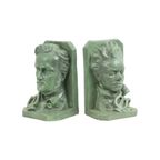 Boekensteunen Buste Wagner Beethoven Gips Gesigneerd thumbnail 5