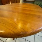 Vintage Deens Design Eettafel Ovaal/Rond, Massief Teak, Verlengbaar thumbnail 15