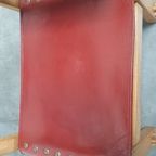 Brutalist Vintage Massief Eiken Stoel Arts & Crafts Leer thumbnail 11