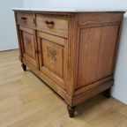 Vintage Antiek Frans Dressoir Commode Ladekast Badkamermeubel Met Marmer Blad 904 thumbnail 8