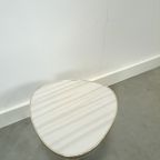 Vintage Bijzettafel Met Wit Grijs Gestreept Blad, Plantentafel Nr. 22 thumbnail 2