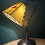 Glas In Lood Tafellamp Vintage Italiaans Tiffany Stijl thumbnail 5