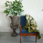 Vintage Aabe Zuiver Scheerwollen Deken Groen Met Bloemmotief thumbnail 3