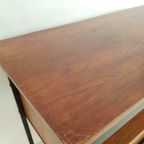 Vintage Teak Houten Bureau | Bureautje 2 Lades thumbnail 5