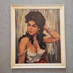 Vintage Schilderij Druk H.walter Retro Print Zigeunerin thumbnail 2