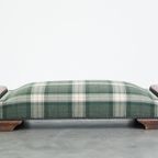 Uniek Antiek Daybed/ Raambank Opnieuw Gestoffeerd Met Schapenleer En Schotse Ruit In Wol thumbnail 5