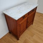 Vintage Frans Dressoir Commode, Ladekast Badkamermeubel Met Marmer Blad 110 thumbnail 2