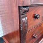 Antiek Engelse Mahonie 8 Ladenkast - Dressoir 180 Cm Breed thumbnail 6