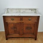 Vintage Antiek Dressoir Commode Ladekast Badkamerkastje Met Marmer Blad 101 thumbnail 4