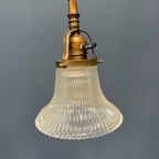 Staande Messing Piano Lamp Met Holophane Glazen Kapje thumbnail 9