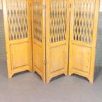Vintage Houten / Grenenhout Kamerscherm, 4 Panel thumbnail 4