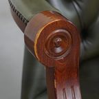 Tijdloze Groene Rundleren Chesterfield Bureaustoel In Engelse Stijl Op Wieltjes thumbnail 11