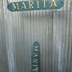 Marita, Vintage Metalen Naambord Van Schip, Boot thumbnail 3
