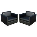 Black Leather Sofa And 4 X Cube Club Chairs Designed For Knoll. Charles Pfister Designed This Per thumbnail 2