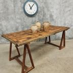 Antieke Tafel Schragentafel Tuintafel 90 X 208 Cm thumbnail 15