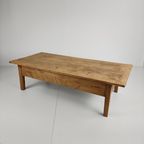 Antieke 19e Eeuwse Franse Boeren Salontafel Van Eikenhout thumbnail 13